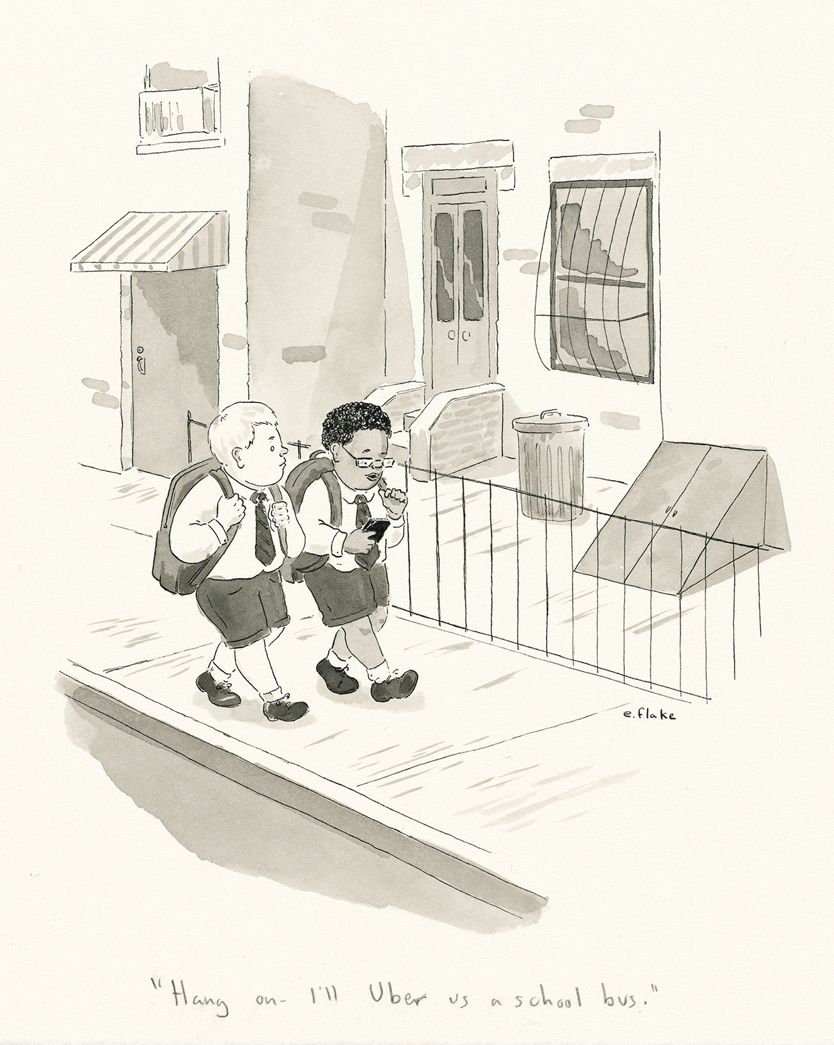 THE NEW YORKER. EMILY FLAKE. Hang on - Ill Uber us a school bus.